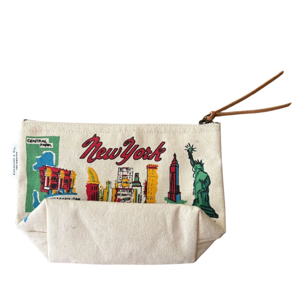 Cavallini & Co New York City Canvas Pouch | Vintage Map Travel Zip Bag - Picture 2 of 5